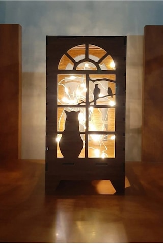 Anneler Günü Lazer Kesim Masa Lambası Mini Özel Tasarım Ahşap Aba