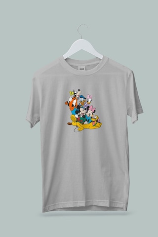Maki Home Kız Çocuk Disney Arkadaslar Baskılı Beyaz Gri Siyah Tshirt 5 6 7 8 9 10 11 12 13 14 Yaş Disney Gri