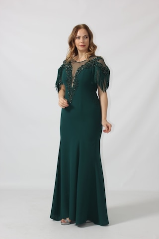 Moda Berray 80099 İşlemeli Püsküllü Büyük Beden Uzun Abiye Siyah