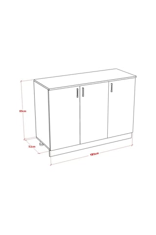 Piku Alt Modül Mutfak Dolabı 150 Cm Tezgah Dahil Beyaz