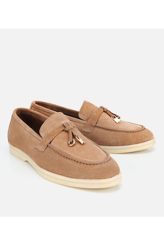 Hotiç Kadın Süet Deri Bej Gold Aksesuarlı Klasik Loafer 01ayh313760a300 01ayh313760a300 Bej