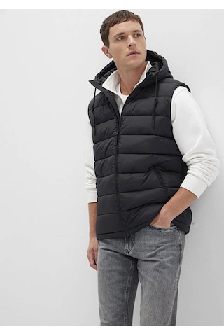 Mavi Kapüşonlu Şişme Siyah Erkek Yelek M0110604-71379 Siyah
