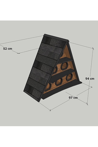 "MANDU” Ahşap Üçgen Kedi Evi (Büyük Boy)