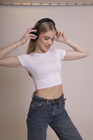 Afloow Delicate Kadın Beyaz Basic Crop Body-şık Ve Rahat Kısa Kollu Body Beyaz