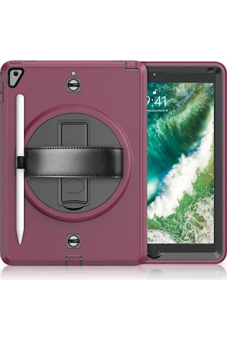 Apple Uyumlu iPad 5 Air 9.7 Kılıf Strap-c Otterbox Tablet Kapak - Mürdüm Diğer