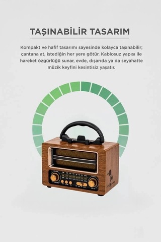 Özel Üretim Torima Bluetooth Hoparlör Nostaljik Radyo Speaker Ns02 Ahşap Teknoloji Dinleme Obje