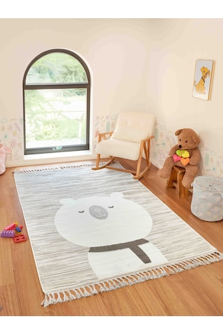 Konfor Halı Bercario Kids 9272 Ayıcıklı Hayvan Figürlü Dokuma Çocuk Odası Halısı Yumuşak Bebek Odası Halısı Çok Renkli