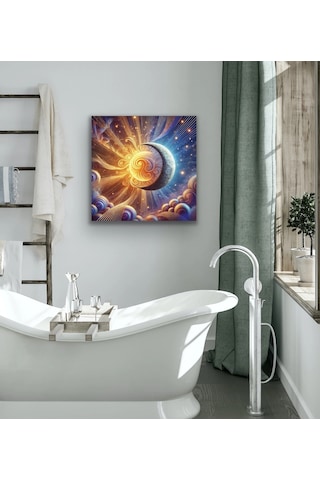 Güneş Ve Ay Kanvas Tablo 90x90cm