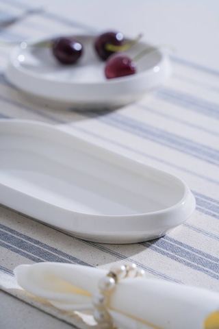 Acar Rumi Oval Kayık Tabak - 23 Cm Beyaz