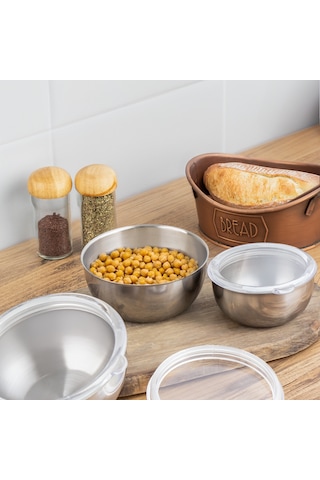 Porsima Parma Sızdırmaz Kapaklı Paslanmaz Çelik Saklama Kabı 3'lü