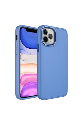 Goocamp Apple iPhone 12 Pro Uyumlu Metal Çerçeve Ve Buton Tasarımlı Silikon Luna Kılıf-lav Lavendery Gray