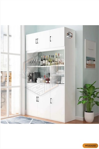 Tamamı Mdf 6 Kapaklı Açık Raflı Çok Amaçlı Mega Mutfak Dolabı/kil