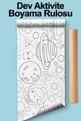 Melolisa Uzay Ve Gezegenler Dev Boyama Kağıdı 2.5 Metre Tatil Aktivite Rulosu - Çocuk Eğitici Rulo Kağıt