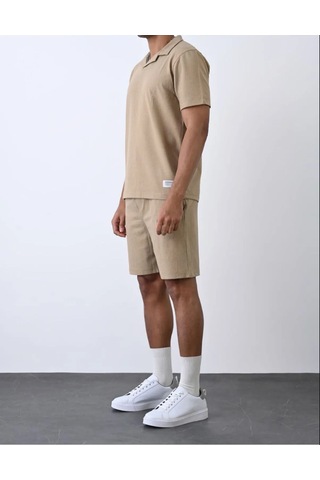 Lulikwear Bej Basic Erkek Şort Takımı Bej