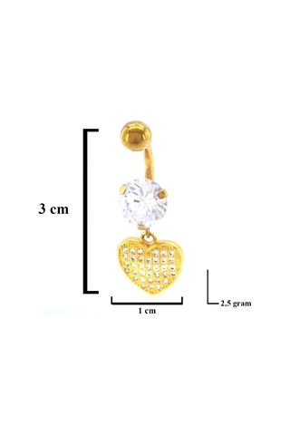 Ferizz Altın Kaplama Zirkon Taşlı Kalpli Piercing Prc-116 Altın
