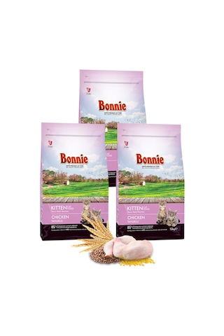 Bonnie Tavuklu Yavru Kedi Maması 3 x 1500 G