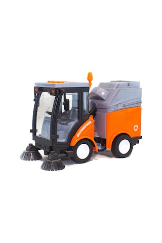 1:16 Sürtmeli Işıklı Ve Sesli Oyuncak Sokak Süpürme Aracı - Şehir Temizlik Çöp Kamyonu 20 Cm
