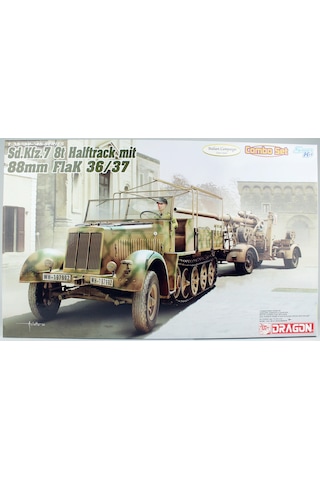 Dragon 6971 1/35 Ölçek, Sd.kfz.7 8 Ton Yarı Paletli Kamyon Geç Dönem Ve 8,8cm Flak 36/37 Top, Plastik Model Kiti
