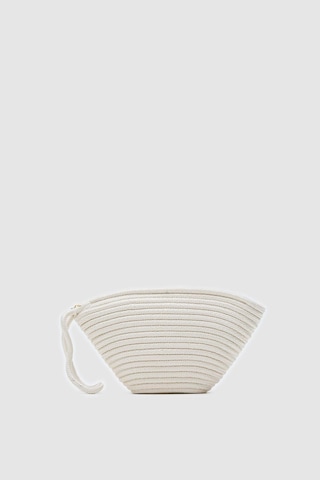 Shule Bags Rome Handmade Hasır Clutch Çanta Krem Krem