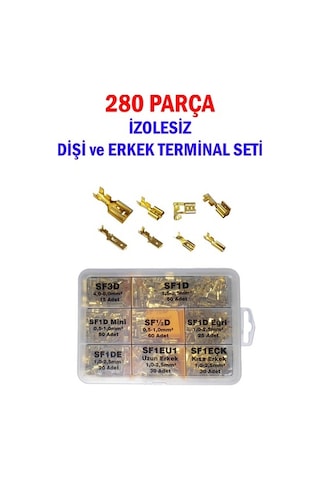 280 Parça Izolesiz Dişi Ve Erkek Terminal Seti