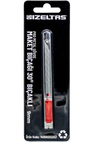 İzeltaş Pro Metal Gövde Dar Maket Bıçağı 30 Açılı 9 Mm