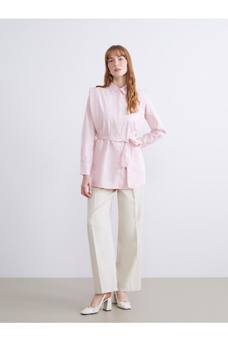 Lcwaıkıkı Classic Pembe Kuşaklı Kadın Gömlek Tunik