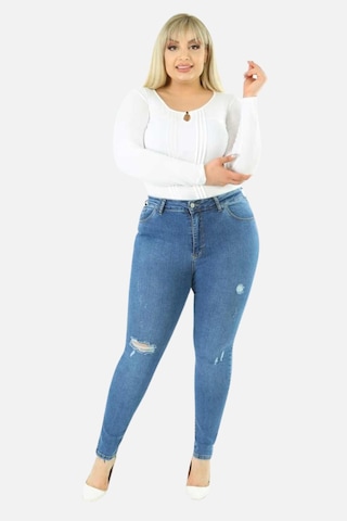 Slim Fit Jean Büyük Beden Yüksek Bel Dar Kesim Esnek Kot Pantolon C597 001