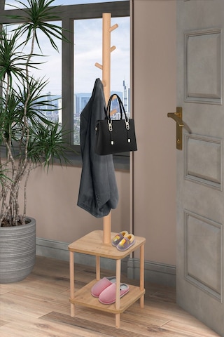 Komodinli Ayakkabılık Portmanto Ofis Ahşap Ayaklı Naturel Elbise Askısı 170x60x35 - Naturel Naturel
