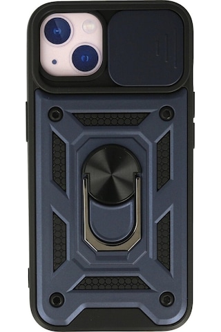 Apple, Uyumlu iPhone 15 Kılıf Pars Lens Yüzüklü - Lacivert - Aflc-879095