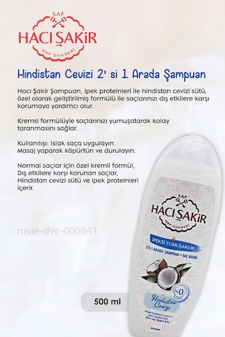 Hacı Şakir Hindistan Cevizi Şampuan 500 Ml, Zeytinyağlı Şampuan 500 Ml Ve Rosıe