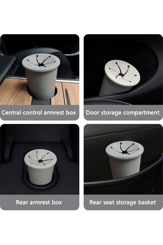 Araç Çöp Kovası Çöp Tutucu Araç Kapısı Bardaklık Koltuk Arkası Silikon Çöp Kutusu Çöp Kovası - Gri