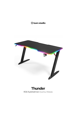 Thunder Rgb Aydınlatmalı Oyuncu Masası Siyah
