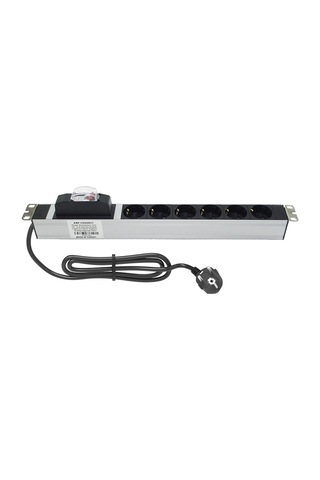 9" 1U 6'lı Schuko Sigortalı Alüminyum Rack Kabin PDU(10 ADET)
