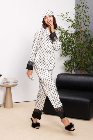 Pierre Cardin Saten Biyeli Kadın Pijama Takımı - 1300 Siyah