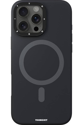 Apple iPhone 16 Pro Max Kılıf Kamera Standlı Magsafe Şarj Özellikli Youngkit Bitty Cream Siyah