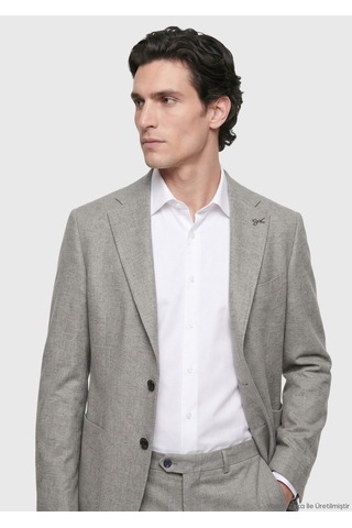 Ramsey Açık Kahve Desenli Zeroweight Slim Fit %100 Yün Takım Elbise Kahverengi