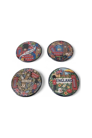 İngiltere Magnet Set 2 - 4'lü Buzdolabı Magnet England Karışık Renkli