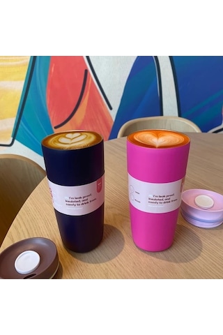 Trendooze Kahve İçme Deneyiminizi Artıran Gaojunshop01 Gül Kırmızı 600ml Paslanmaz Çelik Termos Ev Ofis Seyahat Kupası Gül Kırmızısı