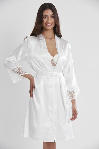 Pierre Cardin 4075 Saten Sabahlıklı Gecelik Takım - Ekru Ekru