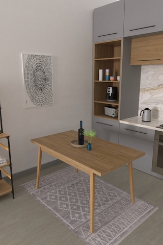 Vilinze Avanos Ahşap Sabit Mdf Naturel Mutfak Masası - 80x140 Cm Naturel Naturel