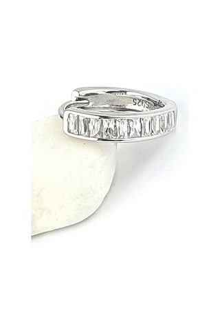 Baget Zirkon Taşlı 925ayar Gümüş Tek Erkek Halka Küpe Gümüş