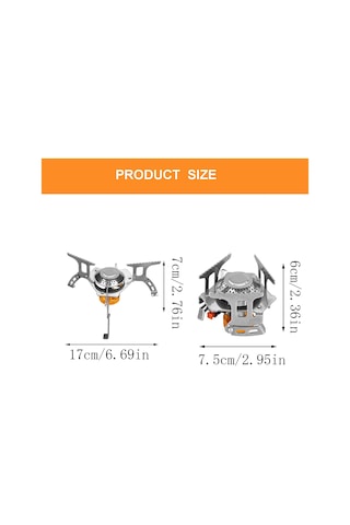 Hombey Taşınabilir Mini Kamp Gaz Sobası - Çelik Yapı, Hafif Ve İçinçaz Bağlama Gereci Gümüş