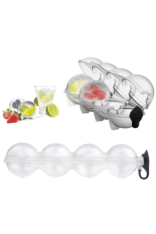 Valletta Viviana 4'lü Küre Buz Topu Kalıbı - Buz Topu Dondurucu Beyaz