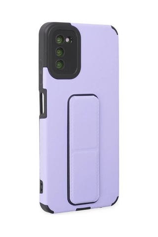 Samsung Galaxy A03s Kılıf Mega Standlı Silikon - Lila Siyah