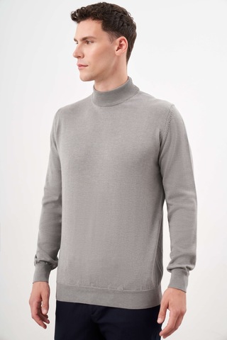 Morven Erkek Gri Basic Yarım Balıkçı Yaka Dynamic Fit Rahat Kesim Triko 25kc017002100 Gri