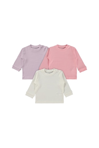 Minidamla Basic 3'lü Set 6-18 Ay Sweatshirt - Pembe