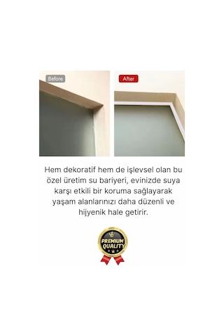 1 Adet Ultra Güçlü Dayanıklı Esnek Tezgah Mutfak Banyo Kendinden Yapışkanlı Su Bariyeri 2 Metre