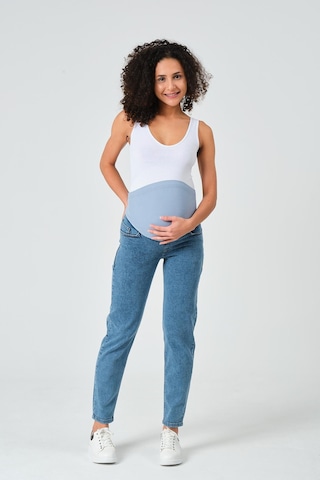 Busa Hamile Esnek Karın Bantlı Mom Fit Kot Pantolon Açık Mavi-açık Mavi