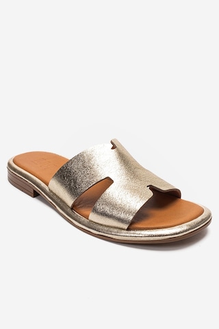 Luvishoes Brıo Altın Hakiki Deri Kadın Terlik