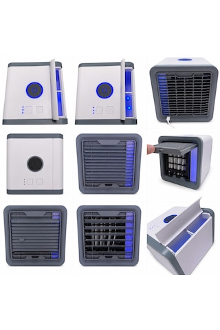 Taşınabilir Mini Klima 7 Led Işıklı Ev Ofis Oto Portatif Buharlı Hava Soğutucu Klima Vantilatör Pervane Mini Fan Su Ekle Özellikli E Kademeli Hız Havalandırma 1.25 Mm